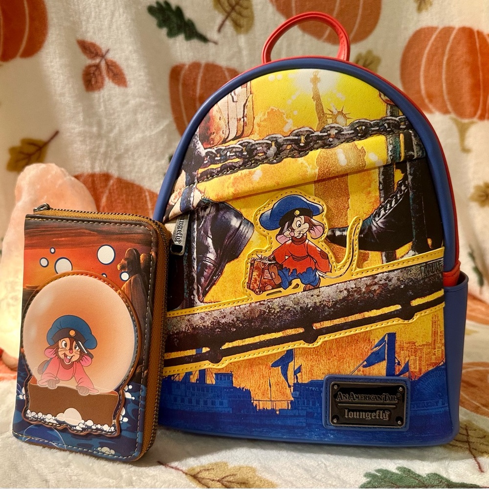 NWT ‘An American Tail’ Hard Tag Loungefly Mini  Backpack  W/NWT Wallet 🍀🩷🍀